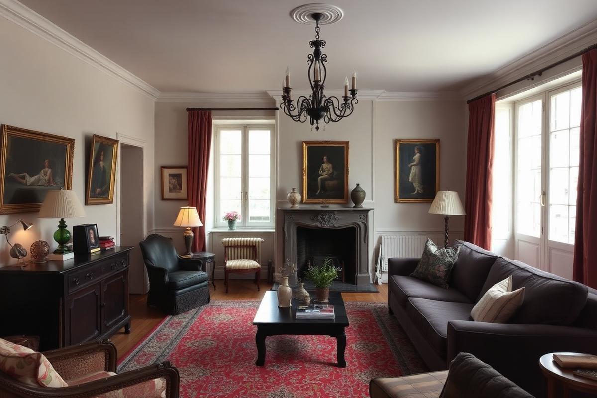 Home staging avant : salon encombré d